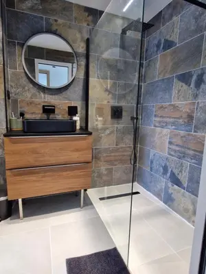 Salle de bains dans l'établissement Appartement vu mer et montagnes