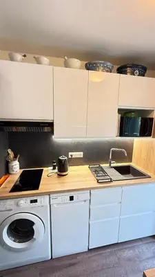 Cuisine ou kitchenette dans l'établissement Studio basse californie cannes