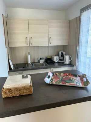 Cuisine ou kitchenette dans l'établissement Appartement cosy à 200 m de la mer