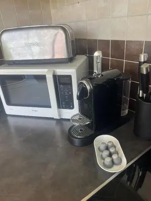 Cuisine ou kitchenette dans l'établissement Les Jardin de la mer