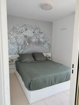 Un ou plusieurs lits dans un hébergement de l'établissement Cosy 2 pieces avec piscine et parking