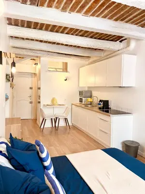 Cuisine ou kitchenette dans l'établissement Provençal Studio - Vieil Antibes