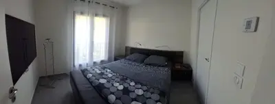 Un ou plusieurs lits dans un hébergement de l'établissement Villa Piscine-Jacuzzi