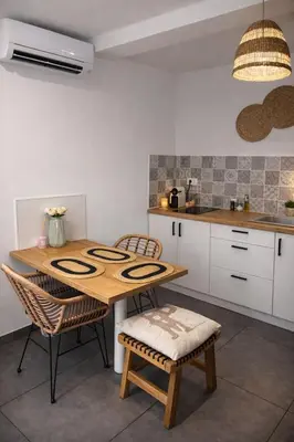 Cuisine ou kitchenette dans l'établissement Grand studio cosy avec cinéma - Plage & vieil Antibes à pied