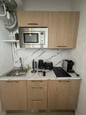 Cuisine ou kitchenette dans l'établissement Juan Les Pins Centre, 3-person studio with mezzanine