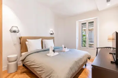 Un ou plusieurs lits dans un hébergement de l'établissement Apartment 2 bedrooms near beach - Cannes