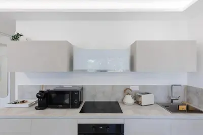 Cuisine ou kitchenette dans l'établissement Elegant studio in Cap d'Antibes - Wifi - Clim et parking