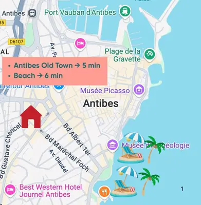 Plan de l'établissement 3P terrace, with air conditioning beach and center within walking distance