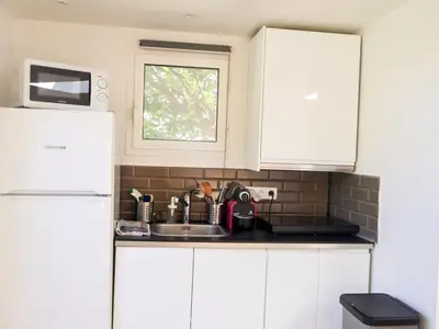 Cuisine ou kitchenette dans l'établissement Les Hirondelles