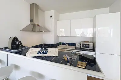 Cuisine ou kitchenette dans l'établissement Cannes central Rue d'Antibes wide 1 BDR w terrace - quiet in green scenery