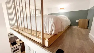 Un ou plusieurs lits dans un hébergement de l'établissement Proche Palais Des Festivals, T2 avec Mezzanine - Palmazur Vacances