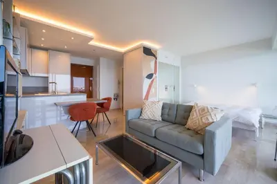 Cuisine ou kitchenette dans l'établissement La mirandole bleue, votre escapade face à la mer