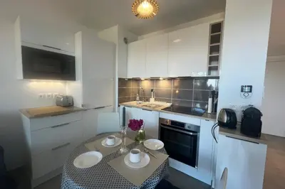 Cuisine ou kitchenette dans l'établissement Beautiful studio in a residence with swimming pool