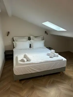 Un ou plusieurs lits dans un hébergement de l'établissement Appartement 3 pièces plein vieil antibes