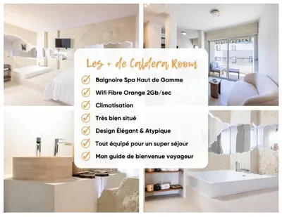 Un ou plusieurs lits dans un hébergement de l'établissement Caldera # Love Suite - Proche Croisette et Centre - Baignoire Duo