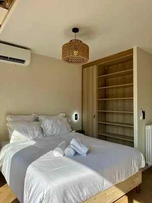 Un ou plusieurs lits dans un hébergement de l'établissement Studio lumineux 5 minutes Croisette et rue Antibes