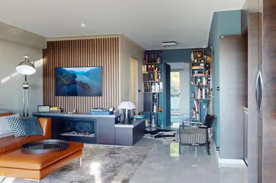 Coin salon dans l'établissement Apartment T2 Golfe Juan PANORAMIC SEA VIEW