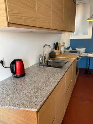 Cuisine ou kitchenette dans l'établissement Elégant appartement 2 pièces centre Cannes Croisette plages