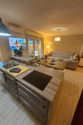 Télévision ou salle de divertissement dans l'établissement Le Juanéa