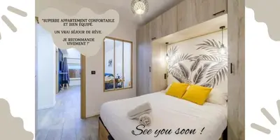 Un ou plusieurs lits dans un hébergement de l'établissement FOCH GRAND - Appartement Antibes 6P