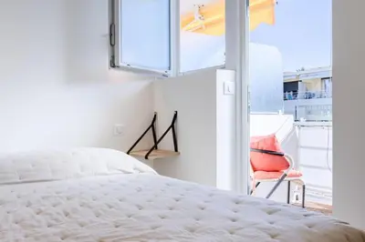 Un ou plusieurs lits dans un hébergement de l'établissement Résidence 2p De Style Avec Terrasse, Domaine Privé Palm Beach - 2P de style avec terrasse, domaine privé Palm Beach MAE-2053