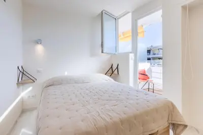 Un ou plusieurs lits dans un hébergement de l'établissement Résidence 2p De Style Avec Terrasse, Domaine Privé Palm Beach - 2P de style avec terrasse, domaine privé Palm Beach MAE-2053