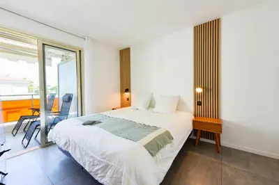 Un ou plusieurs lits dans un hébergement de l'établissement Résidence 2p Rénové, Terrasse Et Plage à Pied - 2P rénové, terrasse et plage à pied MAE-2623