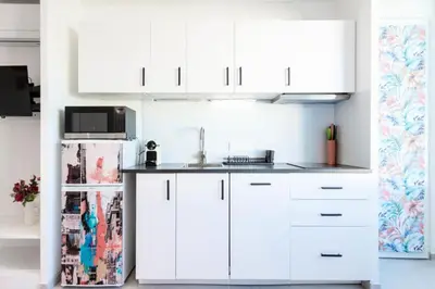 Cuisine ou kitchenette dans l'établissement Résidence 2p Au Calme Proche Centre Cannes - 2P au Calme proche Centre Cannes MAE-2983