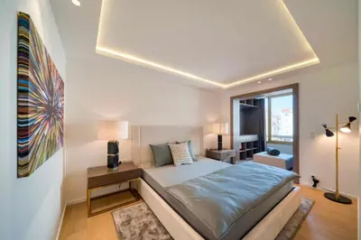 Un ou plusieurs lits dans un hébergement de l'établissement REF 1295 - Cannes Croisette - Sea view apartment for rent