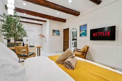 Télévision ou salle de divertissement dans l'établissement Antibes Old Town Apartment