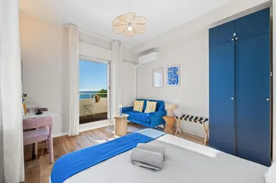 Un ou plusieurs lits dans un hébergement de l'établissement Vue mer panoramique - Cocon cosy et luxe - Clim et Wifi