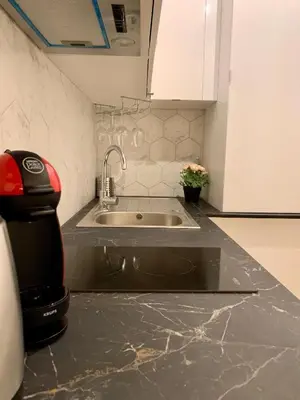 Cuisine ou kitchenette dans l'établissement New - Appartement ou Studio Vieil Antibes
