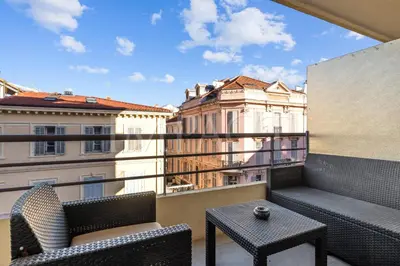 Balcon ou terrasse dans l'établissement Cannes Croisette - 2035 Studio à louer
