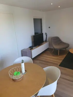 Coin salon dans l'établissement Charment appartement à Golfe Juan
