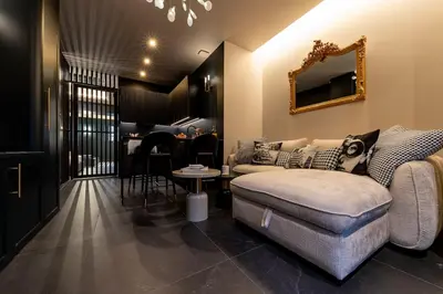 Coin salon dans l'établissement PABLO Designer apartment with whirlpool bathub, 4 people
