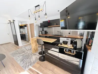 Cuisine ou kitchenette dans l'établissement Beautifull studio with balcony Rouaze Miramar 120