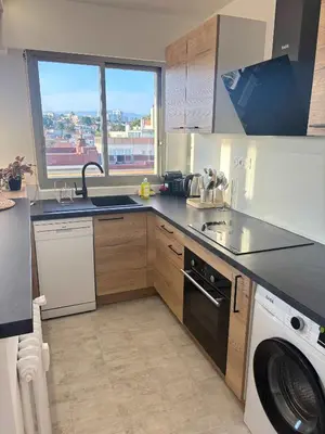 Cuisine ou kitchenette dans l'établissement Bel appartement renove avec balcon Antibes centre