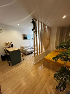 Un ou plusieurs lits dans un hébergement de l'établissement Studio moderne Proche Cannes Croisette et Antibes
