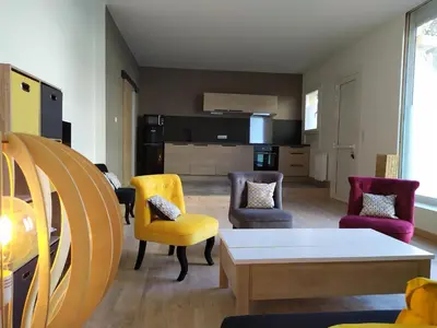 Cuisine ou kitchenette dans l'établissement Le loft