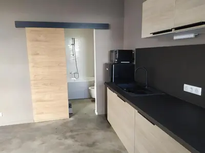 Cuisine ou kitchenette dans l'établissement Le loft