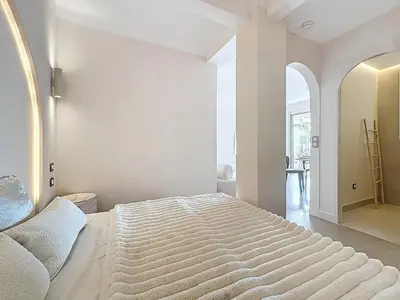 Un ou plusieurs lits dans un hébergement de l'établissement 38 m2 - Suite de luxe, terrasse vue mer, Croisette