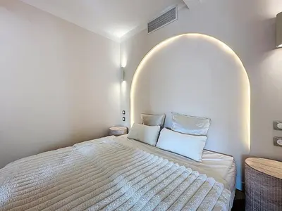 Un ou plusieurs lits dans un hébergement de l'établissement 38 m2 - Suite de luxe, terrasse vue mer, Croisette