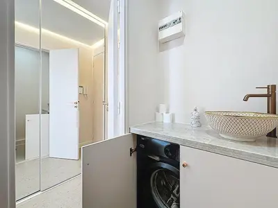Cuisine ou kitchenette dans l'établissement 38 m2 - Suite de luxe, terrasse vue mer, Croisette