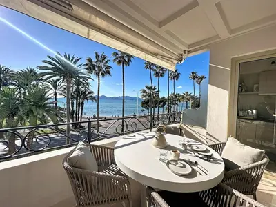Vue générale sur la mer ou vue sur la mer prise depuis l'appartement