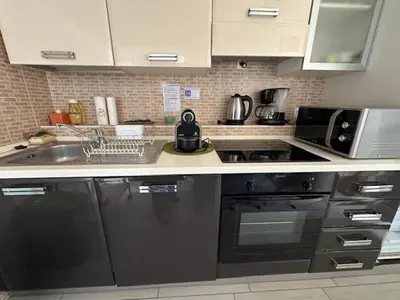 Cuisine ou kitchenette dans l'établissement Studio w parking, close to film Festival Palace