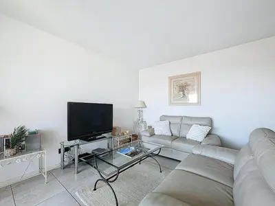 Télévision ou salle de divertissement dans l'établissement Appartement 3 pièces à Cannes avec piscine