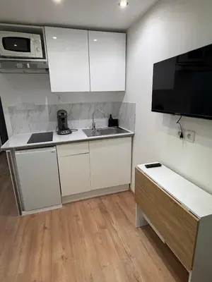 Cuisine ou kitchenette dans l'établissement Studio Moderne à 10 min à pied Palais & Plages