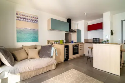 Cuisine ou kitchenette dans l'établissement 66 Poincaré - Luxury apartment for 2 people - air conditioning, - parking