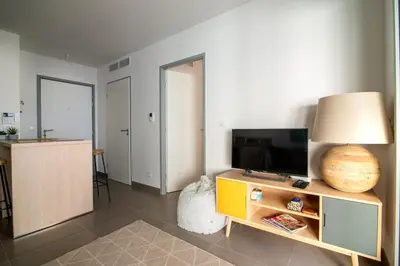 Télévision ou salle de divertissement dans l'établissement 66 Poincaré - Luxury apartment for 2 people - air conditioning, - parking