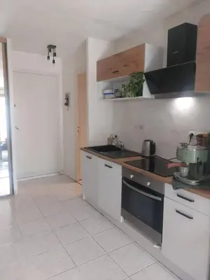 Cuisine ou kitchenette dans l'établissement Appartement avec piscine à Villeneuve-Loubet, 27 m²